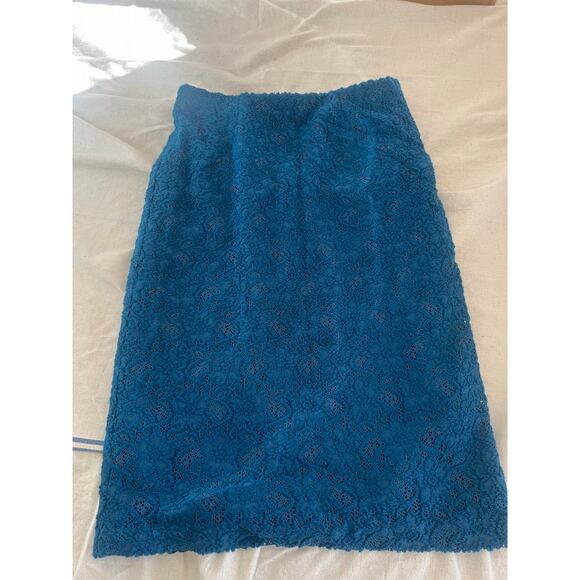 Teal Blue Lace Pencil Skirt by Moulinette Soeurs Size 0 - Picture 1 of 6